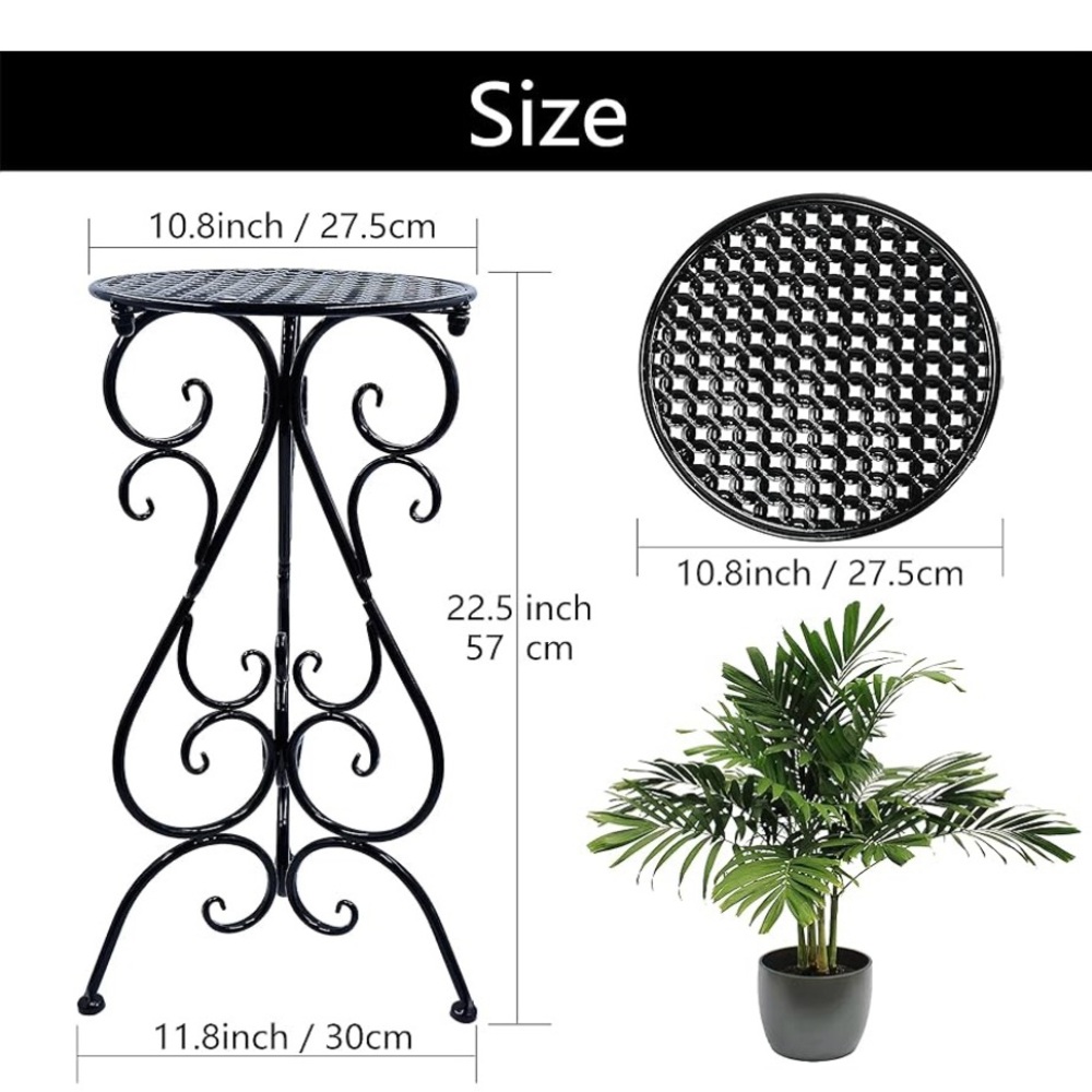 Elegant Black Metal Plant Stand